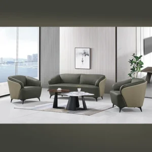 Modern Design Sofa 3+1+1 Modern Office Sofa – Pistachio PU Leather | Heavy-Duty with Black Metal Legs