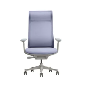 Ergonomic Gray Office Chair with U-Shaped Headrest & Elastic Mesh Back