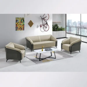 Executive Office Sofa Set – Modern Design in Light PU Leather (1+1+3)